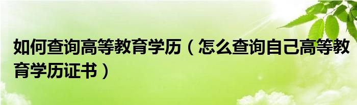 如何查询高等教育学历(怎么查询自己高等教育学历证书)