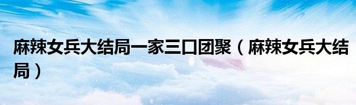 麻辣女兵大结局一家三口团聚(麻辣女兵大结局)
