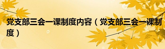 党支部三会一课制度内容(党支部三会一课制度)