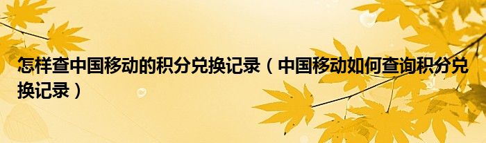 怎样查中国移动的积分兑换记录（中国移动如何查询积分兑换记录）