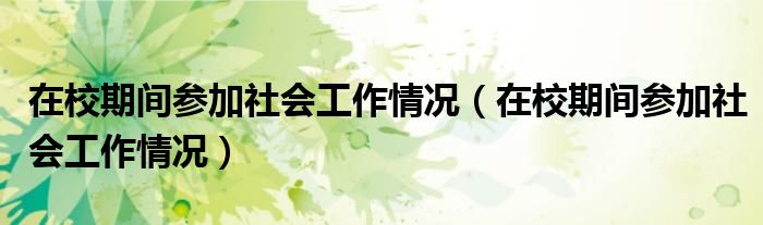 在校期间参加社会工作情况(在校期间参加社会工作情况)