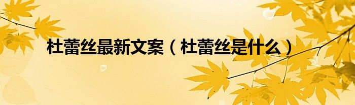 杜蕾丝最新文案(杜蕾丝是什么)