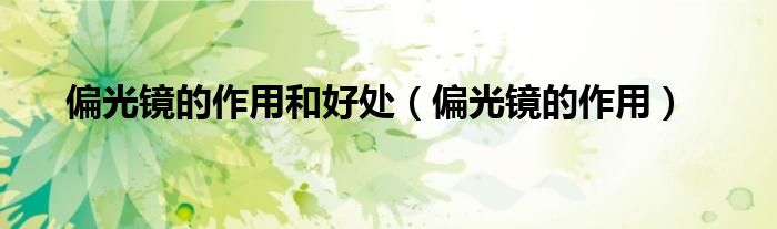 偏光镜的作用和好处(偏光镜的作用)