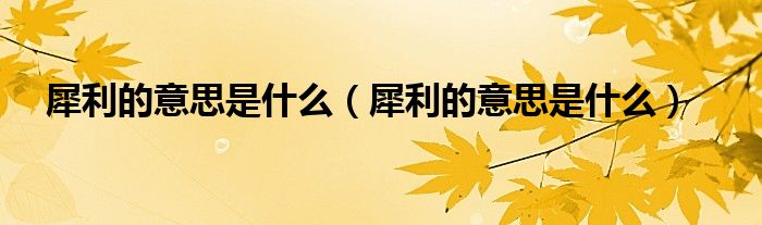 犀利的意思是什么(犀利的意思是什么)