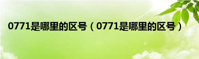 0771是哪里的区号(0771是哪里的区号)