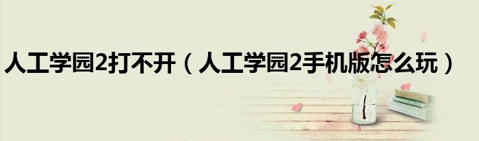 人工学园2打不开(人工学园2手机版怎么玩)