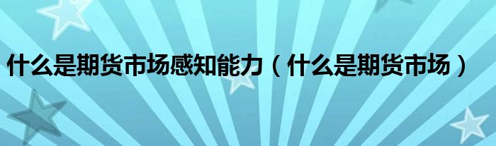 什么是期货市场感知能力(什么是期货市场)