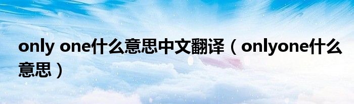 only one什么意思中文翻译(onlyone什么意思)