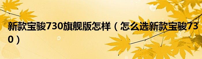 新款宝骏730旗舰版怎样(怎么选新款宝骏730)