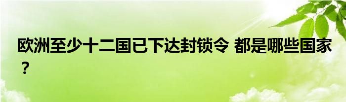 欧洲至少十二国已下达封锁令 都是哪些国家？