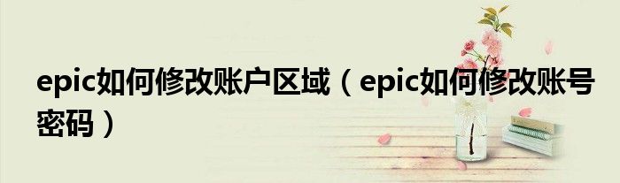 epic如何修改账户区域(epic如何修改账号密码)