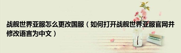 战舰世界亚服怎么更改国服(如何打开战舰世界亚服官网并修改语言为中文)