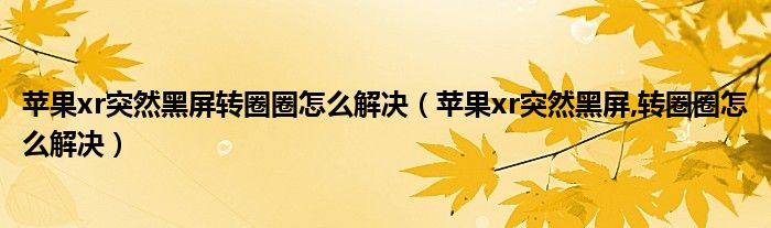 苹果xr突然黑屏转圈圈怎么解决(苹果xr突然黑屏,转圈圈怎么解决)