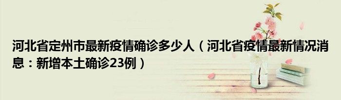 河北省定州市最新疫情确诊多少人(河北省疫情最新情况消息:新增本土确诊23例)