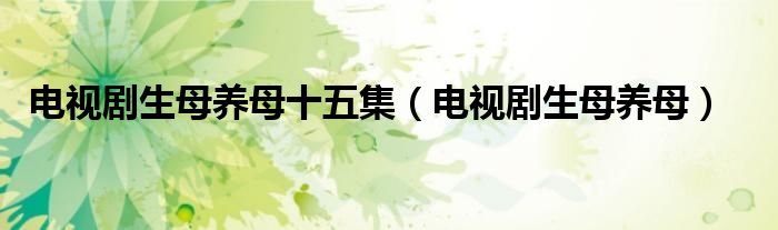 电视剧生母养母十五集(电视剧生母养母)