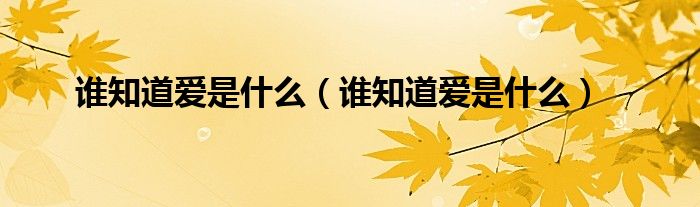 谁知道爱是什么(谁知道爱是什么)