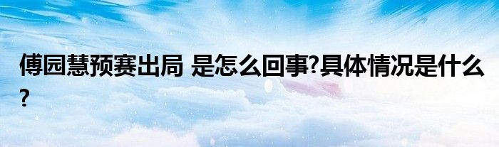 傅园慧预赛出局 是怎么回事?具体情况是什么?