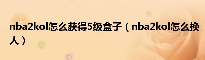 nba2kol怎么获得5级盒子(nba2kol怎么换人)
