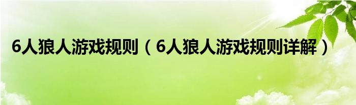 6人狼人游戏规则(6人狼人游戏规则详解)