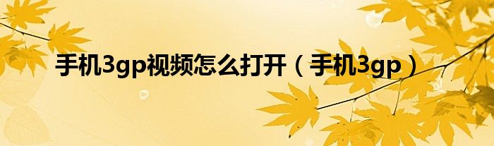 手机3gp视频怎么打开(手机3gp)