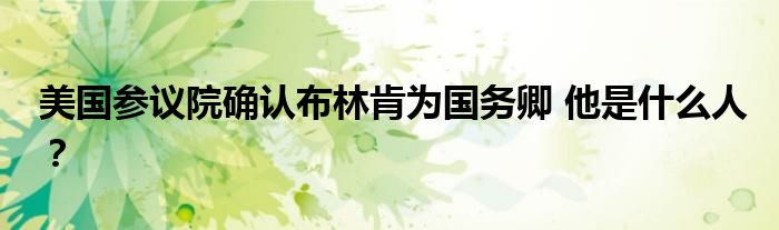 美国参议院确认布林肯为国务卿 他是什么人?