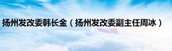 扬州发改委韩长金(扬州发改委副主任周冰)
