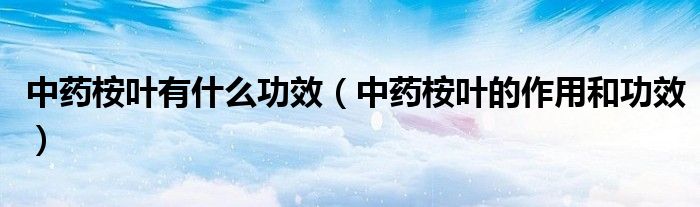 中药桉叶有什么功效(中药桉叶的作用和功效)