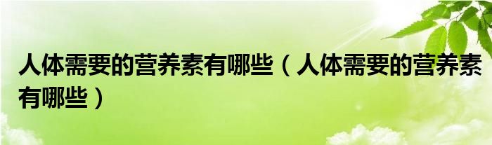 人体需要的营养素有哪些(人体需要的营养素有哪些)