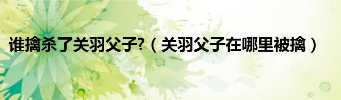 谁擒杀了关羽父子?(关羽父子在哪里被擒)