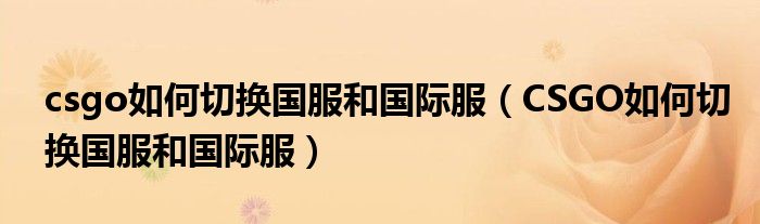 csgo如何切换国服和国际服(CSGO如何切换国服和国际服)