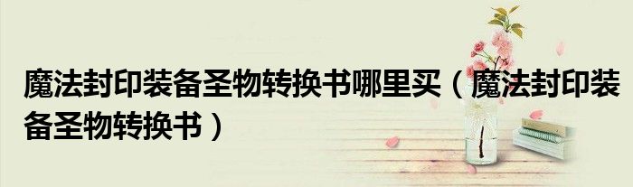 魔法封印装备圣物转换书哪里买(魔法封印装备圣物转换书)