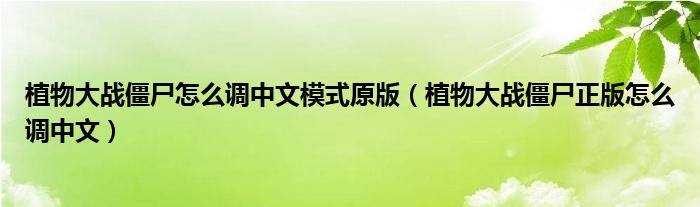 植物大战僵尸怎么调中文模式原版(植物大战僵尸正版怎么调中文)