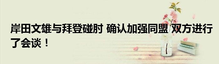 岸田文雄与拜登碰肘 确认加强同盟 双方进行了会谈!