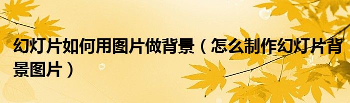 幻灯片如何用图片做背景(怎么制作幻灯片背景图片)