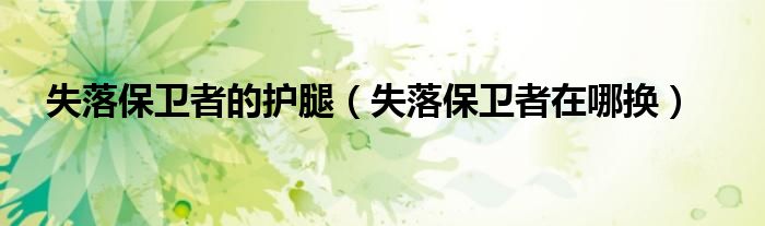 失落保卫者的护腿(失落保卫者在哪换)