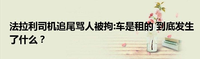 法拉利司机追尾骂人被拘:车是租的 到底发生了什么?