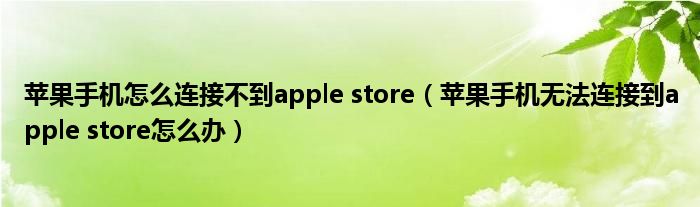 苹果手机怎么连接不到apple store(苹果手机无法连接到apple store怎么办)