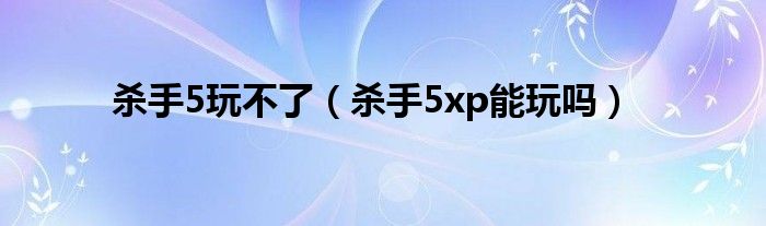 杀手5玩不了(杀手5xp能玩吗)