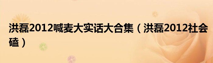 洪磊2012喊麦大实话大合集(洪磊2012社会磕)