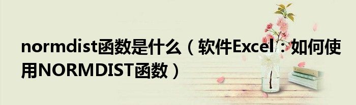 normdist函数是什么(软件Excel:如何使用NORMDIST函数)