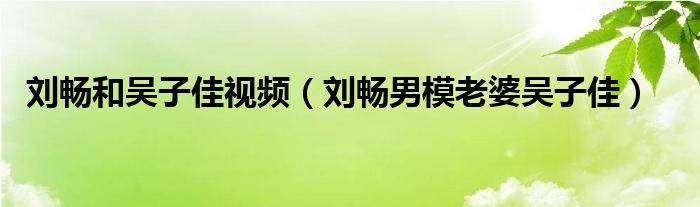 刘畅和吴子佳视频(刘畅男模老婆吴子佳)