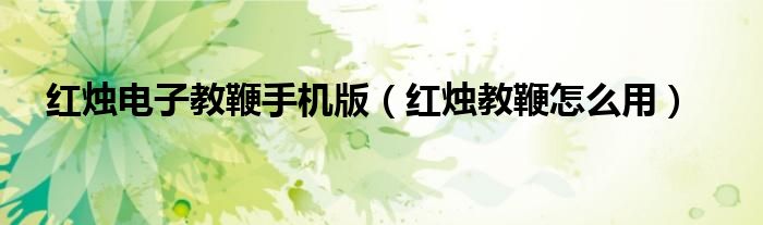 红烛电子教鞭手机版(红烛教鞭怎么用)