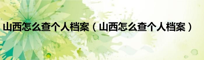 山西怎么查个人档案(山西怎么查个人档案)