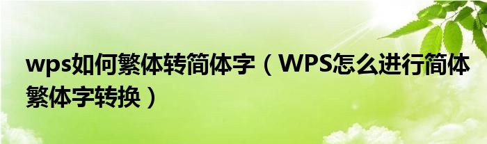 wps如何繁体转简体字(WPS怎么进行简体繁体字转换)