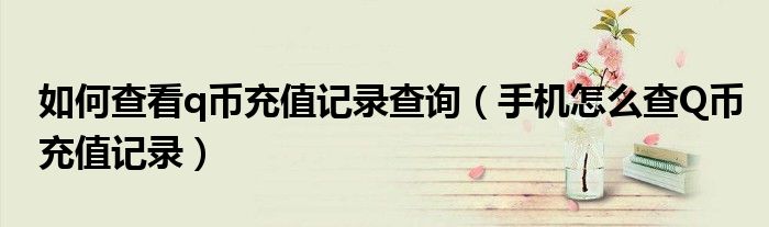 如何查看q币充值记录查询(手机怎么查Q币充值记录)