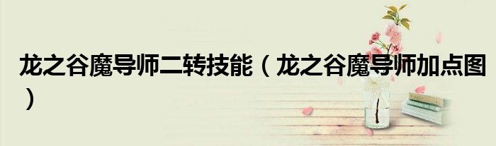 龙之谷魔导师二转技能(龙之谷魔导师加点图)