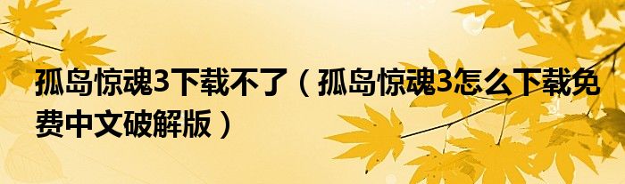 孤岛惊魂3下载不了(孤岛惊魂3怎么下载免费中文破解版)