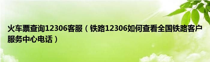 火车票查询12306客服(铁路12306如何查看全国铁路客户服务中心电话)