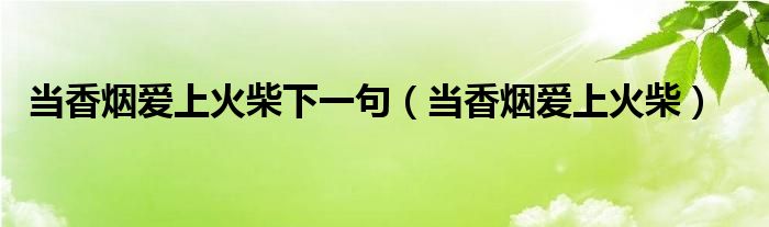 当香烟爱上火柴下一句(当香烟爱上火柴)
