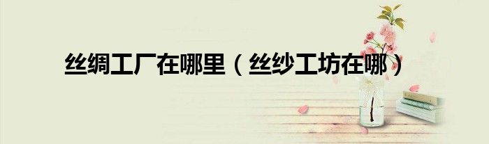 丝绸工厂在哪里(丝纱工坊在哪)